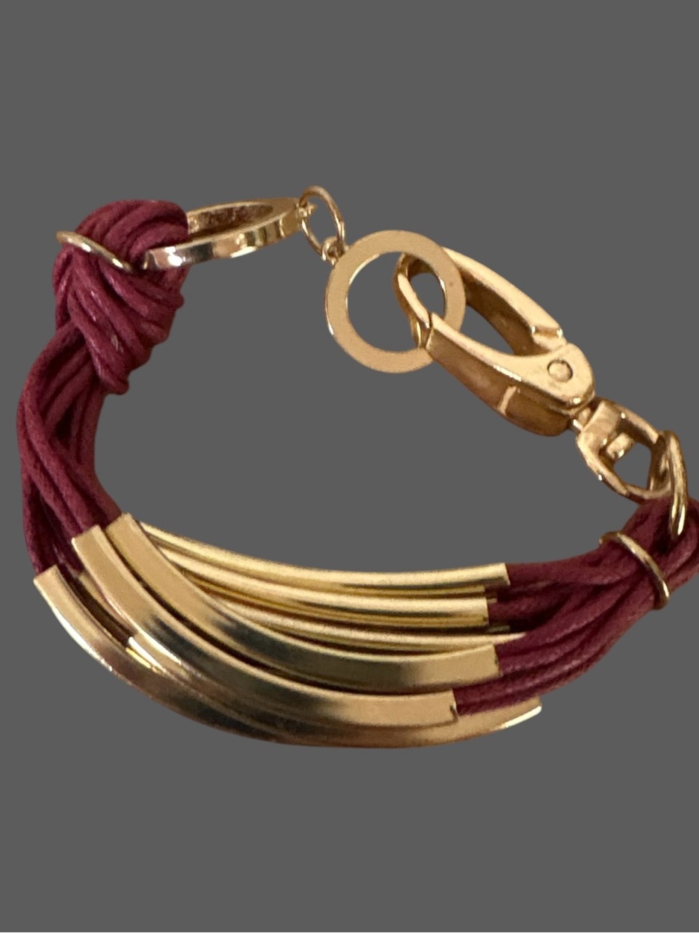 Gold and Burgundy Multi-Strand Bracelet